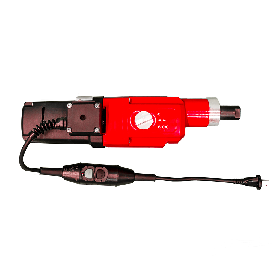 An image showcasing a robust 2500W, 20 amp, 3-speed replacement motor for Gen II Mega Hippo, set against a pristine white background. The motor, predominantly in red and black hues, is designed for the Portamix Mega Hippo Gen II mixing station. Its detailed construction and design emphasize its power and functionality, making it an essential component for those seeking to replace or upgrade their existing Mega Hippo motor.
